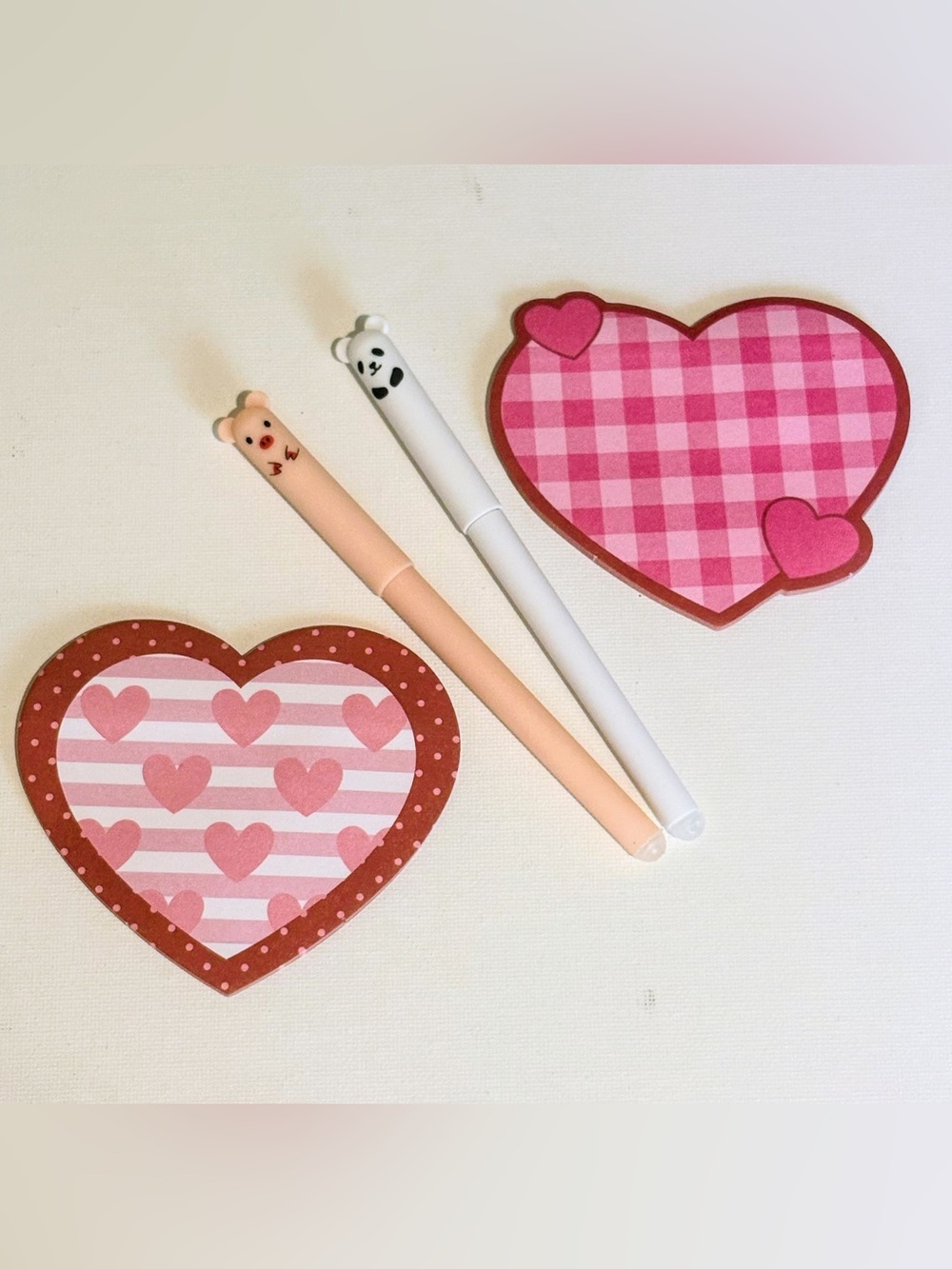 Cute Bear & Piggy Pen w/Sticky Notepads Set - nwot